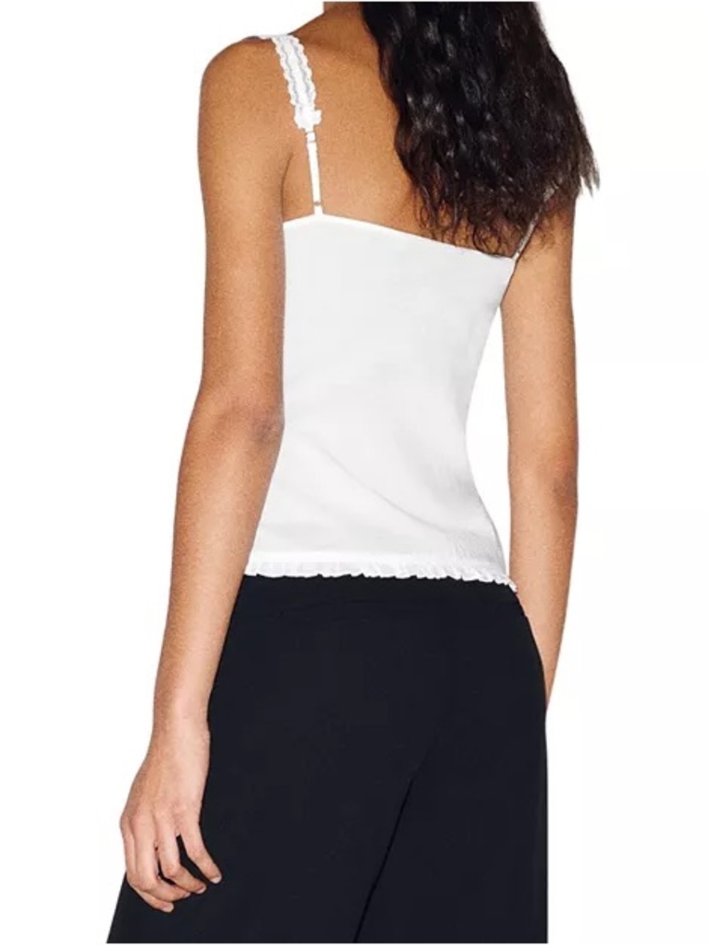 Reformation White Lace-Trim Button-Front Eveline Top - Picture 3 of 12